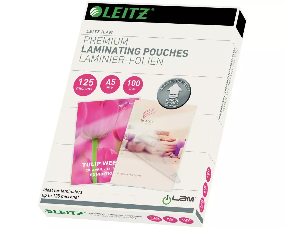 Leitz Laminierfolie Premium A5, 125 µm, 100 Stück, Glänzend