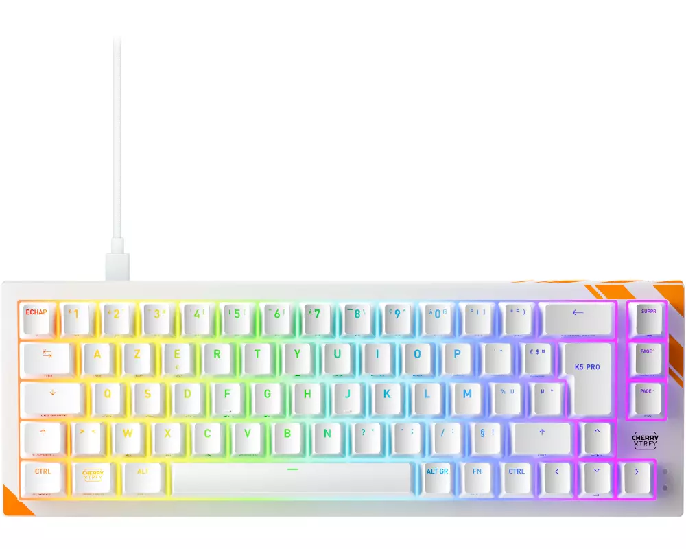 CHERRY K5 PRO TMR COMPACT Tastatur Gaming USB AZERTY Französisch Orange, Weiß