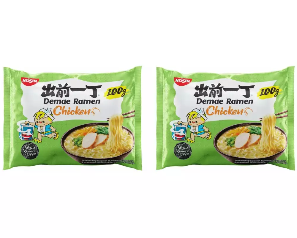 Nissin Food Fertiggericht Demae Ramen Nudelsuppe Huhn 2 x 100 g