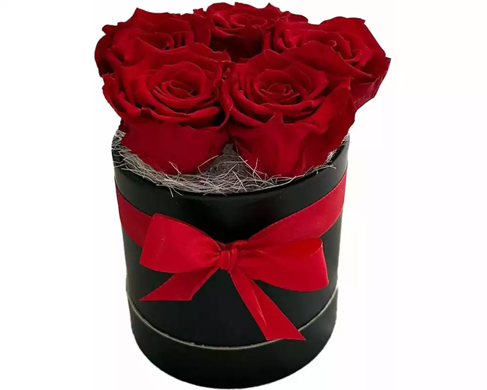 Soli Collection Trockenblumen Rosenbox mit roten Rosen 15 x16 cm