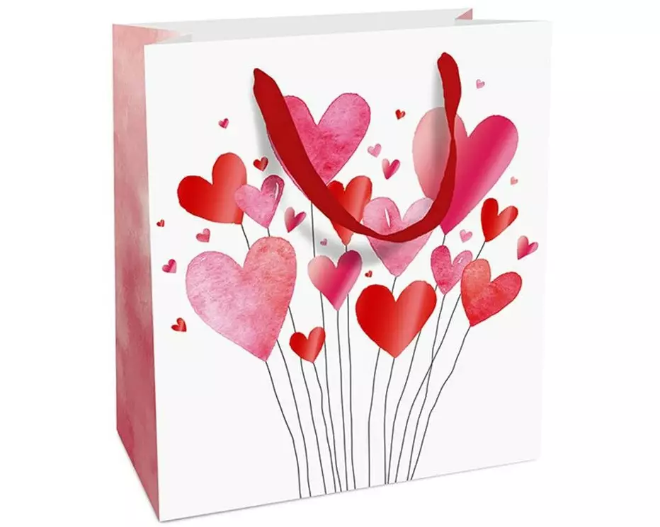 Braun + Company Geschenktasche Lovely Hearts 18 x 21 x 8 cm, Weiss/Rot