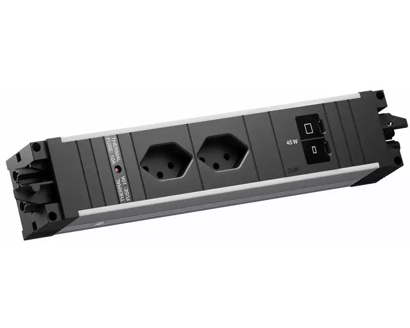 Bachmann Einbausteckerleiste STEP ALU 2xT13 90° 1xUSB C/C 45W schwarz