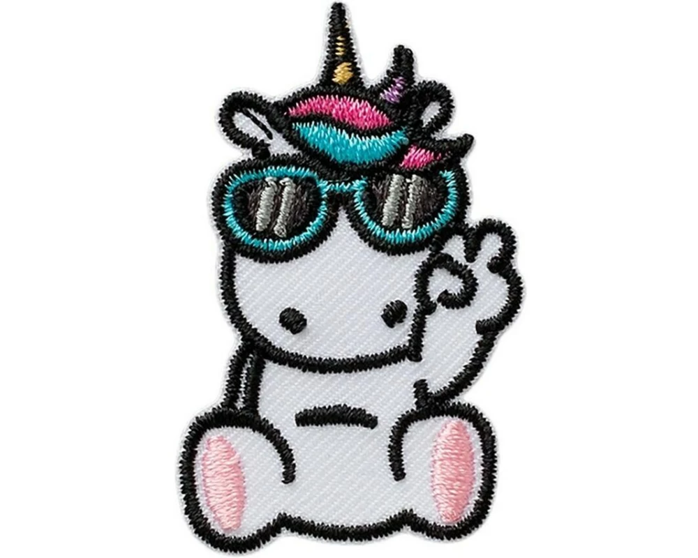 Mono-Quick Aufnäher Einhorn mit Brille 1 Stück