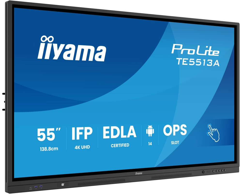 iiyama TE5513A-B2AG Signage-Display Interaktiver Flachbildschirm 138,7 cm (54.6") WLAN 500 cd/m² 4K Ultra HD Schwarz Touchscreen Eingebauter Prozessor Android 24/7