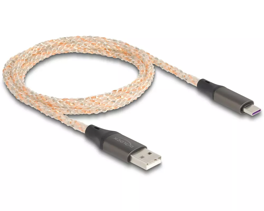 Delock USB 2.0-Kabel mit RGB Beleuchtung USB-A - USB-C 1 m
