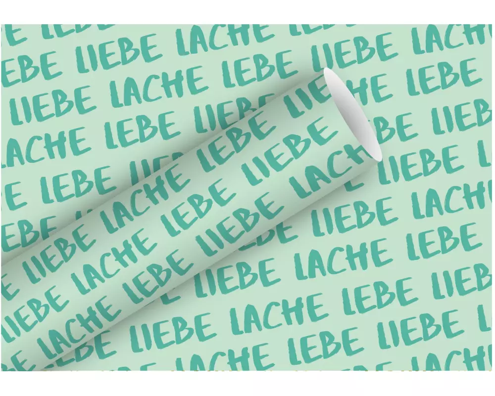 Braun + Company Geschenkpapier Lebe Liebe 2 m x 70 cm, Türkis