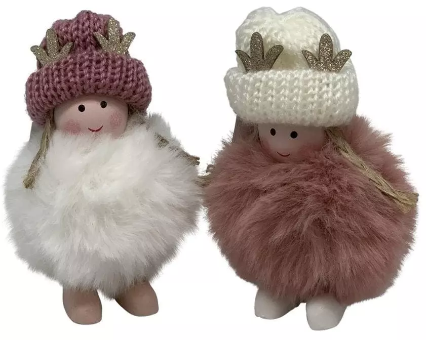 Dameco Weihnachtsfigur Engel 2er Set, Rosa/Weiss