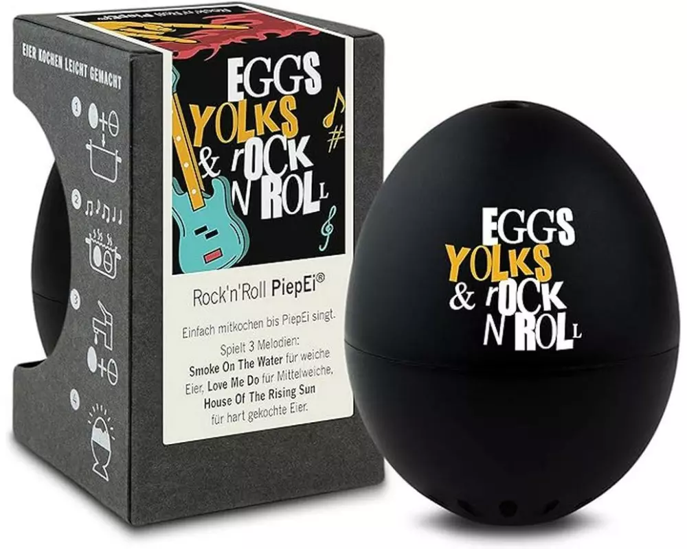 PiepEi Küchentimer Singende Eieruhr Rock'n'Roll, Schwarz / Weiss