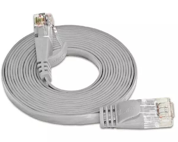 SLIM Slimpatchkabel RJ-45 - RJ-45, Cat 6, UTP, 0.5 m, Grau