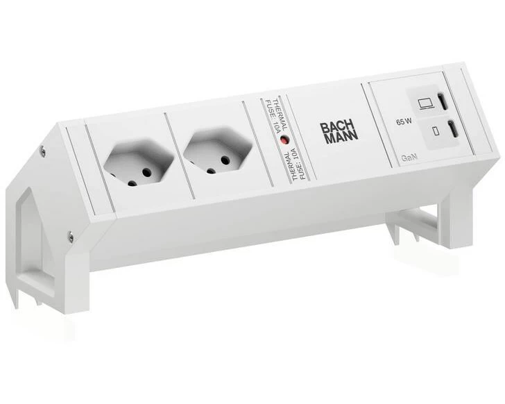 Bachmann Tischsteckdosenleiste DESK2 2xT13 1xUSB C/C 65W 0.2m RAL9010