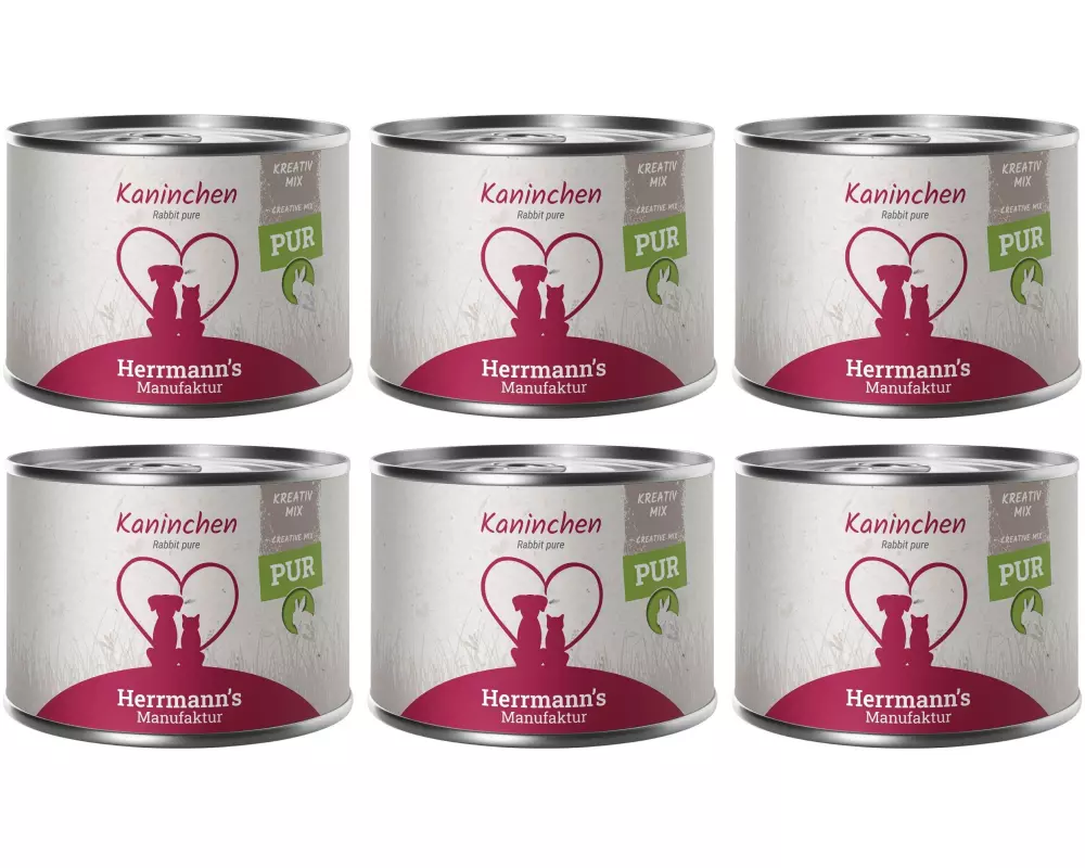 Herrmann's Nassfutter Kaninchen Reinfleisch 6 x 200 g