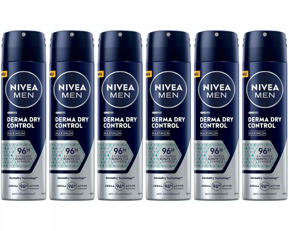 NIVEA MEN Deo Spray Derma Dry Control Maximum 6 x 150 ml
