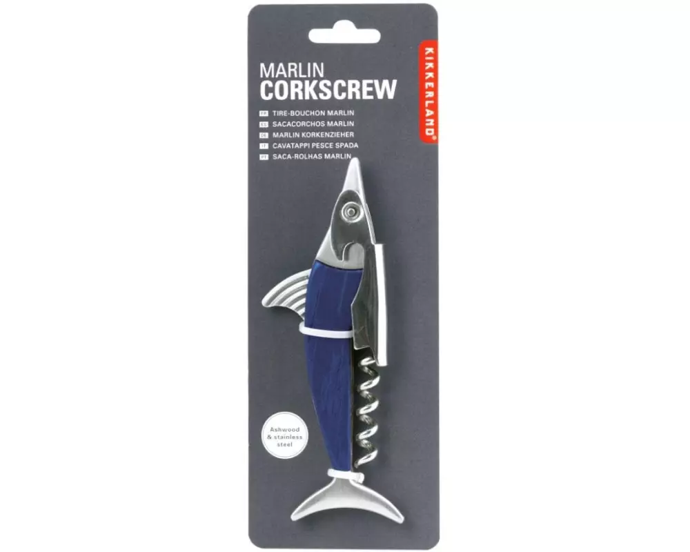 Kikkerland Flaschenöffner Marlin Dunkelblau/Silber