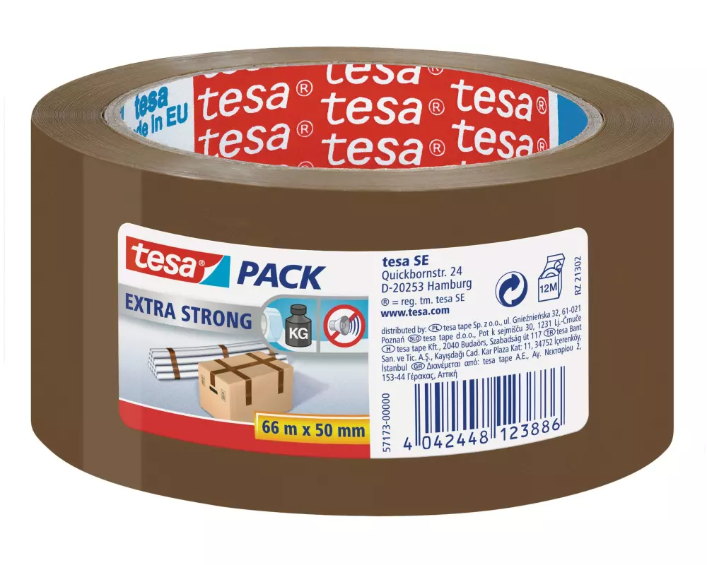 tesa Klebeband Extra 50 mm x 66 m, 1 Rolle Braun