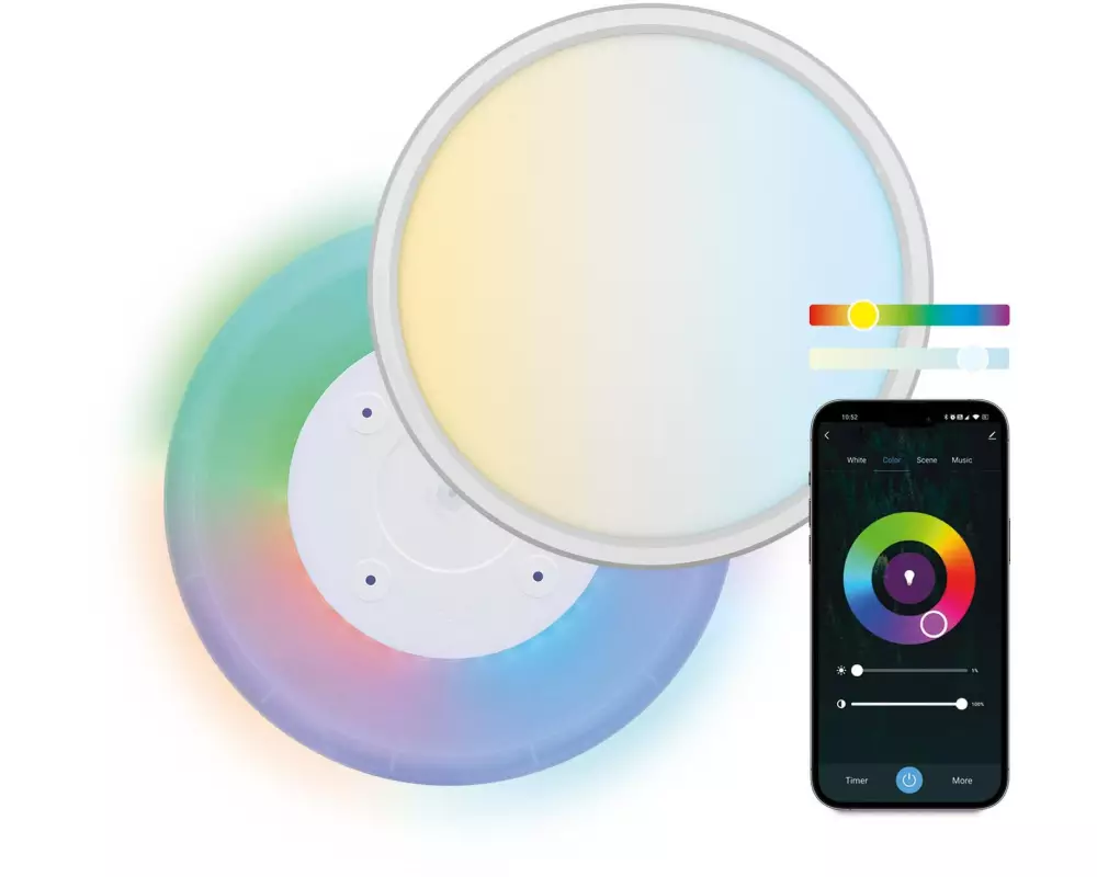 KSiX Deckenleuchte LED Duo CCT-RGB 24 W 42 cm Weiss