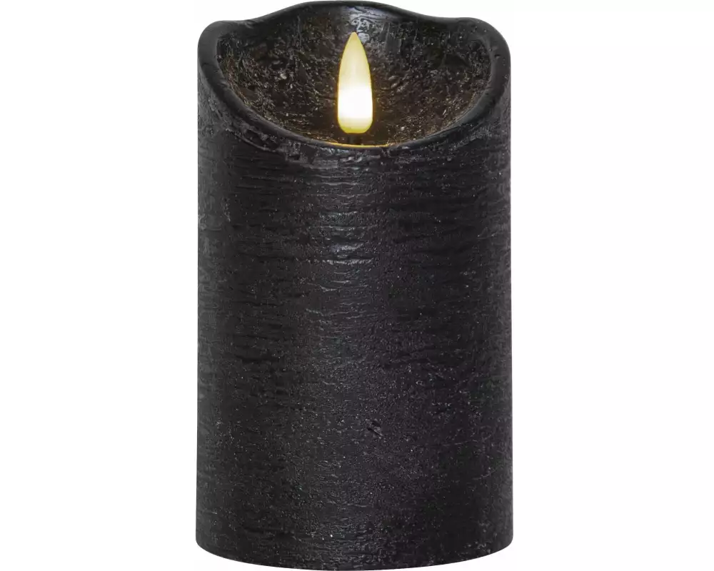 Star Trading LED-Kerze Flamme Rustic, Ø 7.5 x 12.5 cm, Schwarz