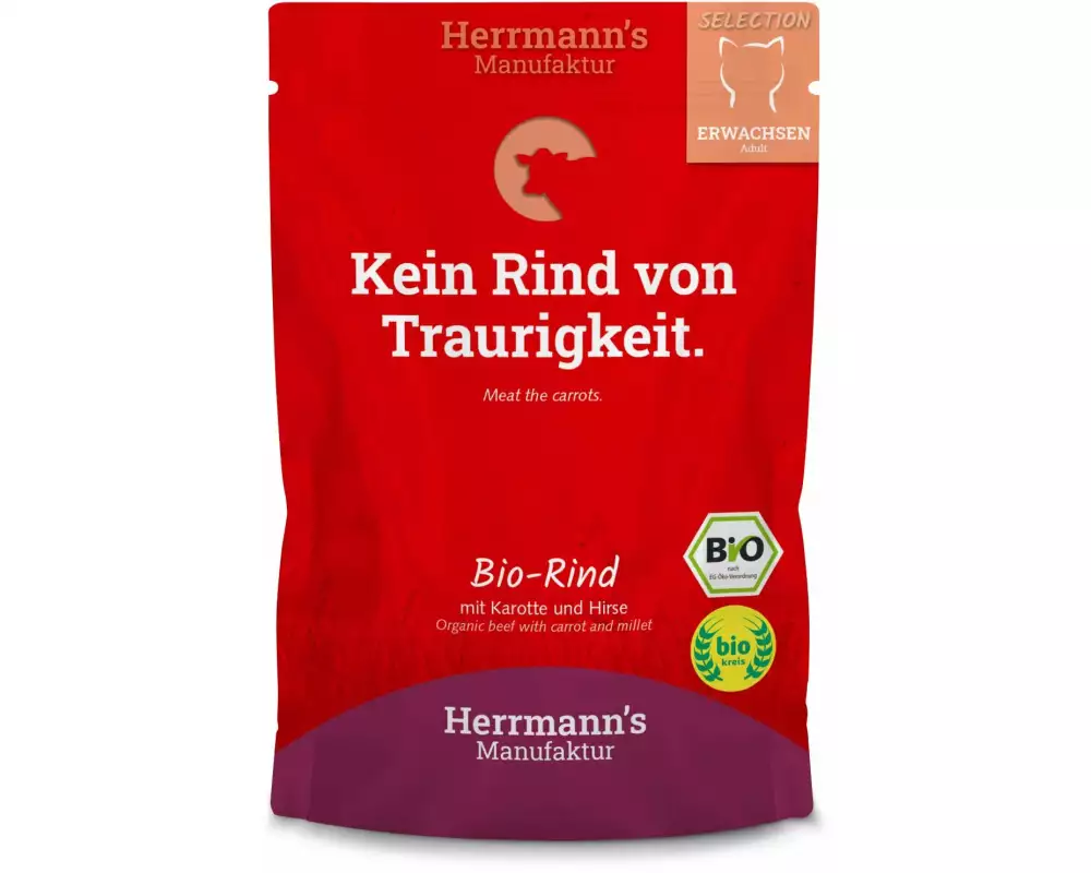 Herrmann's Nassfutter Bio Rind mit Karotte und Hirse