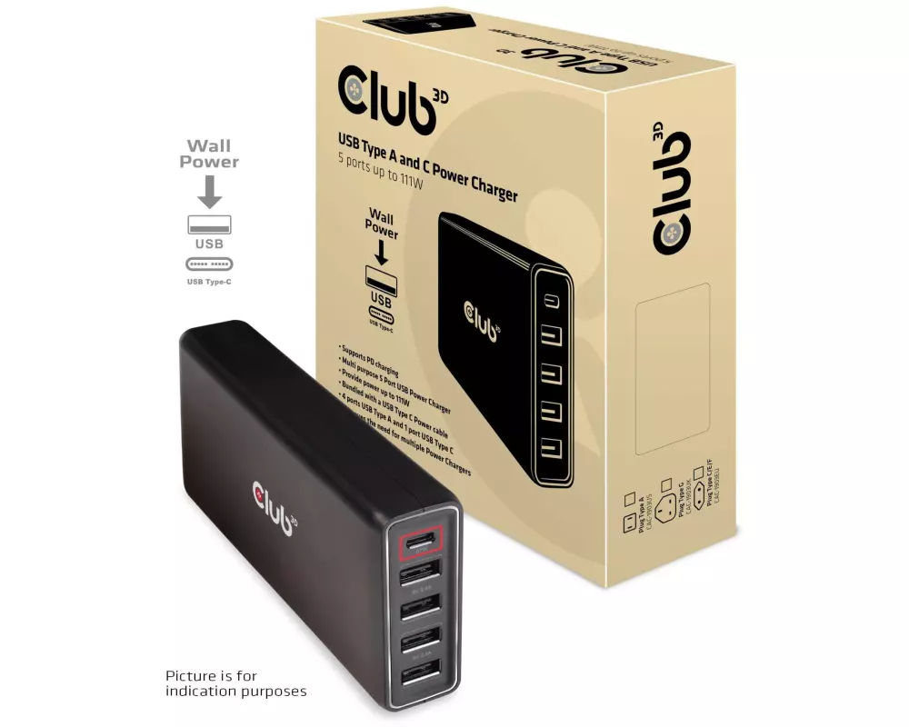 Club 3D USB-Wandladegerät USB Typ C PD 111W