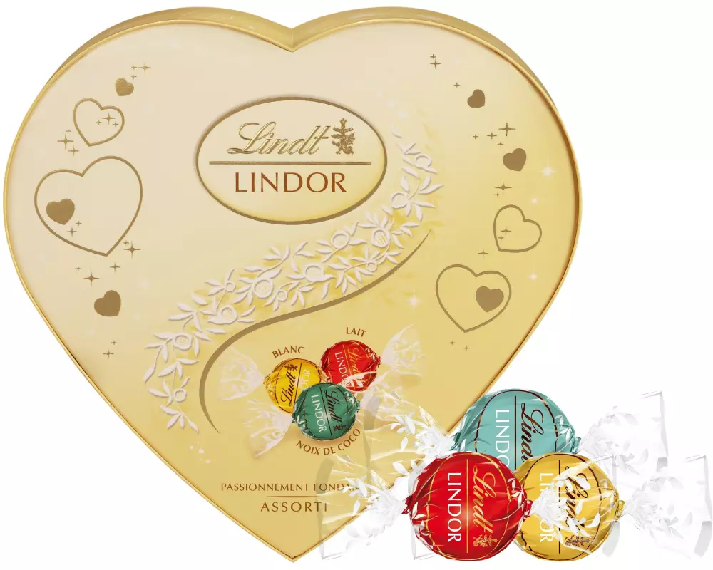 Lindt Schokoladen-Pralinen Lindor Assortiert Herz Weiss 160 g