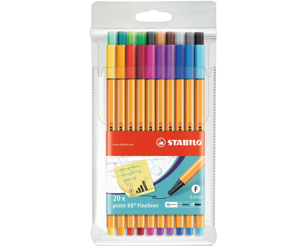 STABILO Fineliner Point 88 0.4mm 88/20 20 Farben ass.