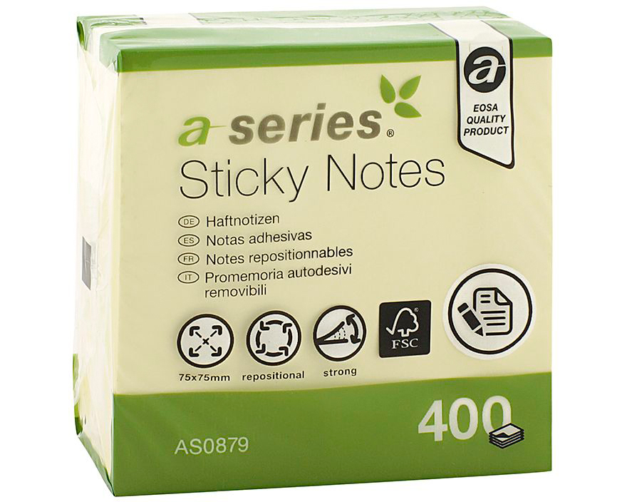A-SERIES Haftnotizen 5820-01 75x75mmgelb 400 Blatt