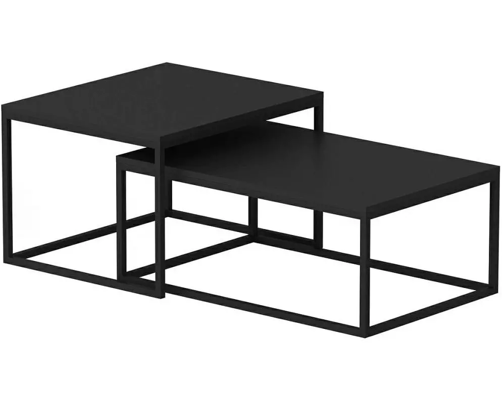 Woody Fashion Couchtisch Leka 2-ert Set, Schwarz