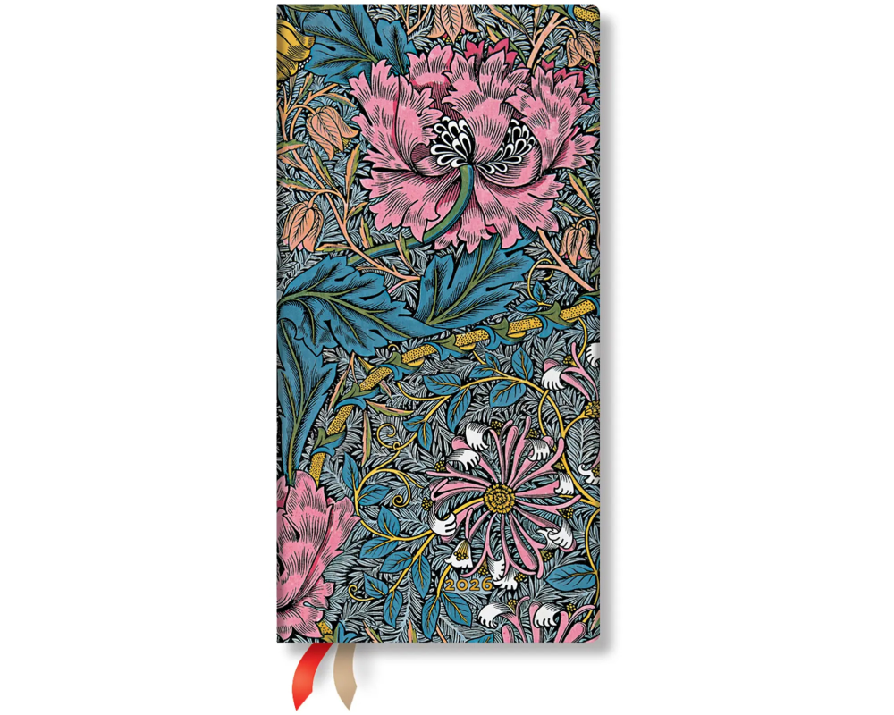 PAPERBLANKS Agenda Morris Heckenkirs. 2026 DD0584-2 1W/1S VSO schlank DE 9x18cm