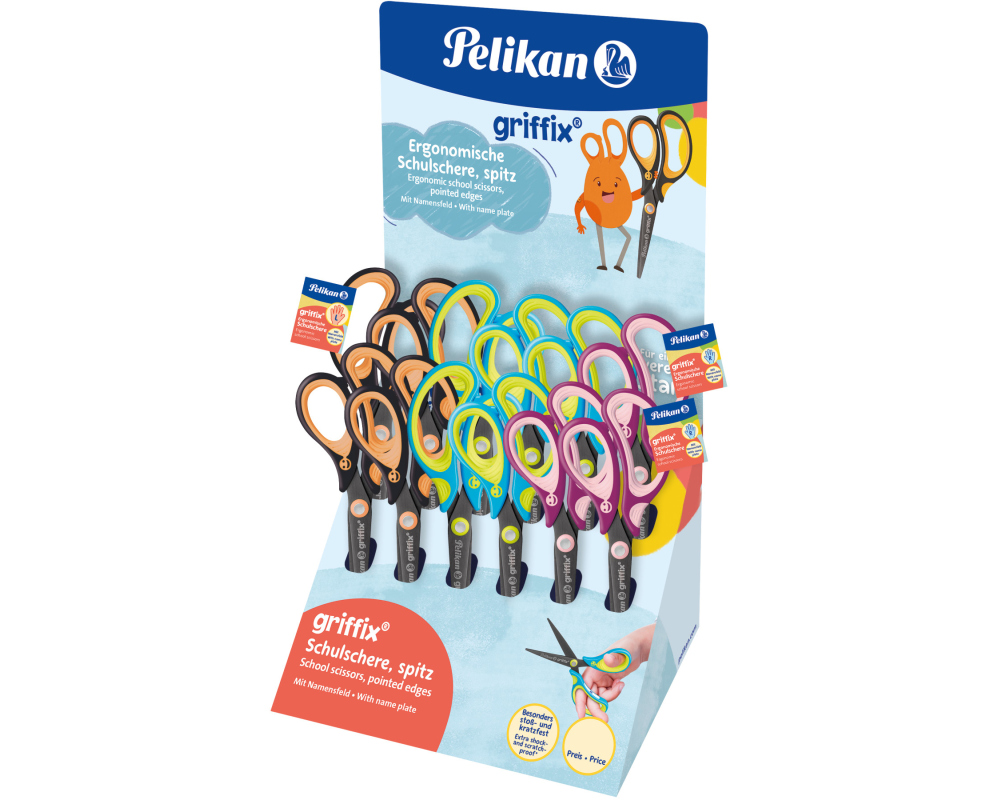 PELIKAN Display Schere Griffix 605380 spitz, ass. 12 Stk.