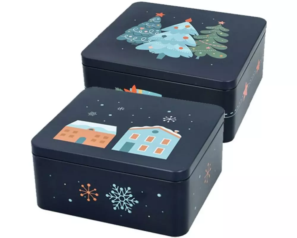RBV Birkmann Guetzli-Dose Christmas Night Box L:18x16 cm, Box XL:21x19 cm
