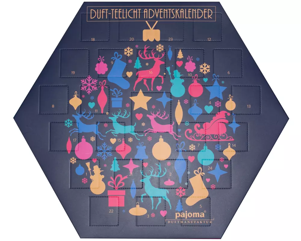 Pajoma Adventskalender Duft-Teelichter 37 x 32 cm, Blau