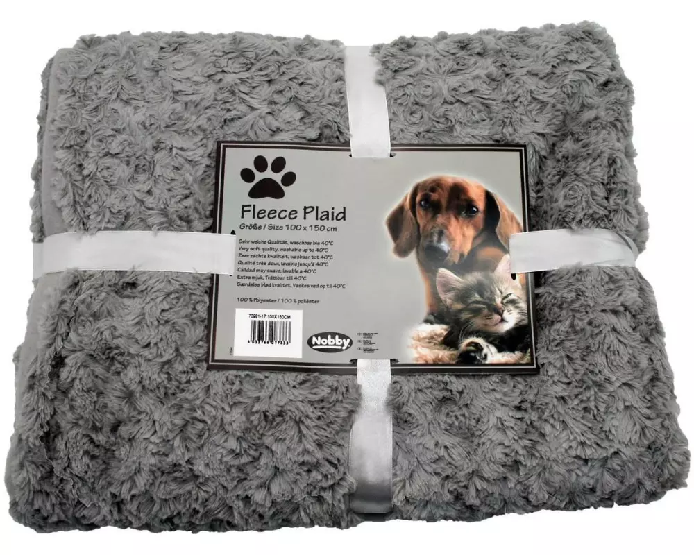 Nobby Hunde-Fleecedecke SuperSoft hellgrau, 100 x 150 cm