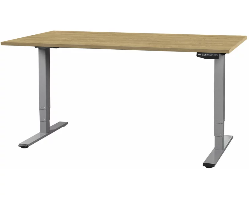 CONTINI höhenverstellbarer Bürotisch 1.8x0.8m Eiche / Gestell grau RAL 7045