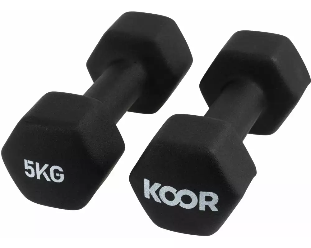 KOOR Kurzhantel-Set 5 kg, Schwarz