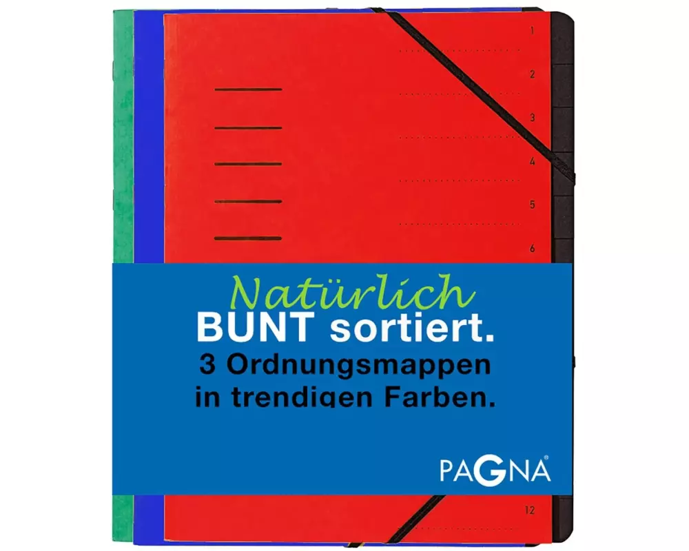 Pagna Ordnungsmappe Basic Set Blau/Grün/Rot