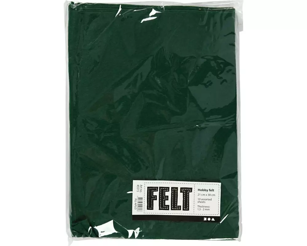 Creativ Company Bastelfilz 1.5 - 2 mm, A4, 10 Blatt, Dunkelgrün