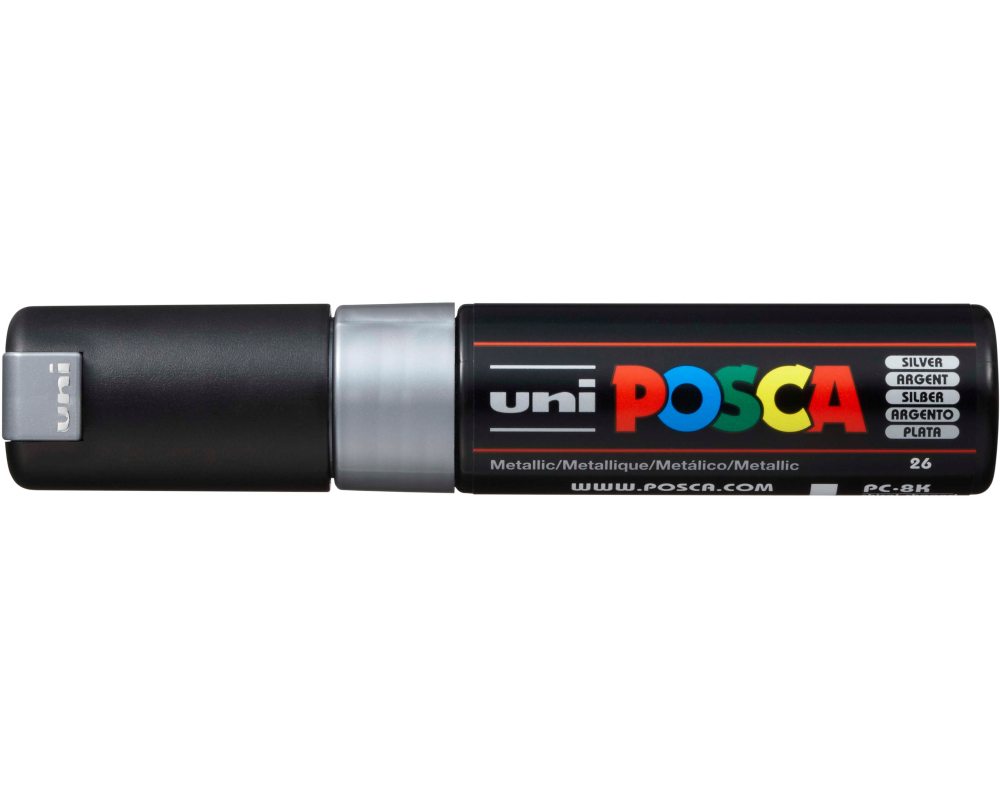 UNI-BALL Posca Marker 8mm PC-8K SILVER MET silber, Keilspitze