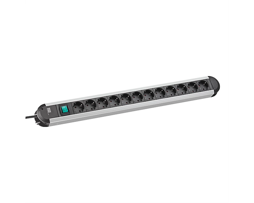BACHMANN Steckdosenleiste ALU 12fach, 45°, mit Schalter, 1,75m