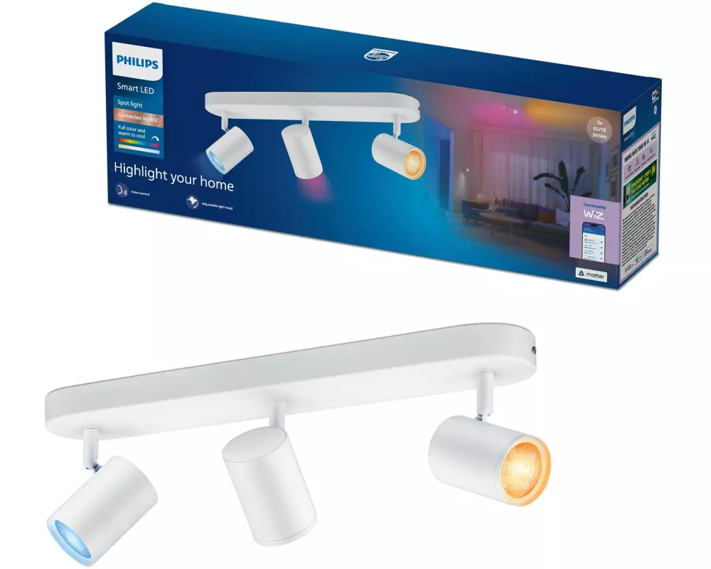 Philips Smart Lighting Smarter 3-flammiger Spot Weiss, GU10, 16 Mio. Farben