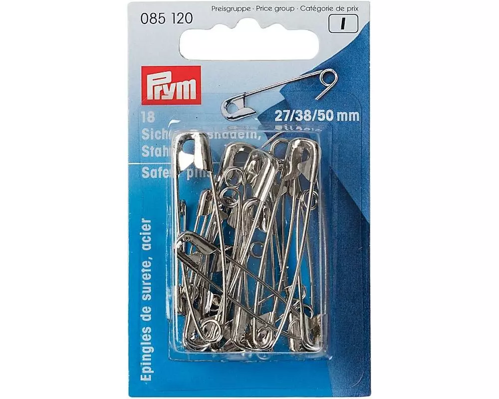 Prym Sicherheitsnadel Silber, Nr. 0-3, 27/38/50 mm