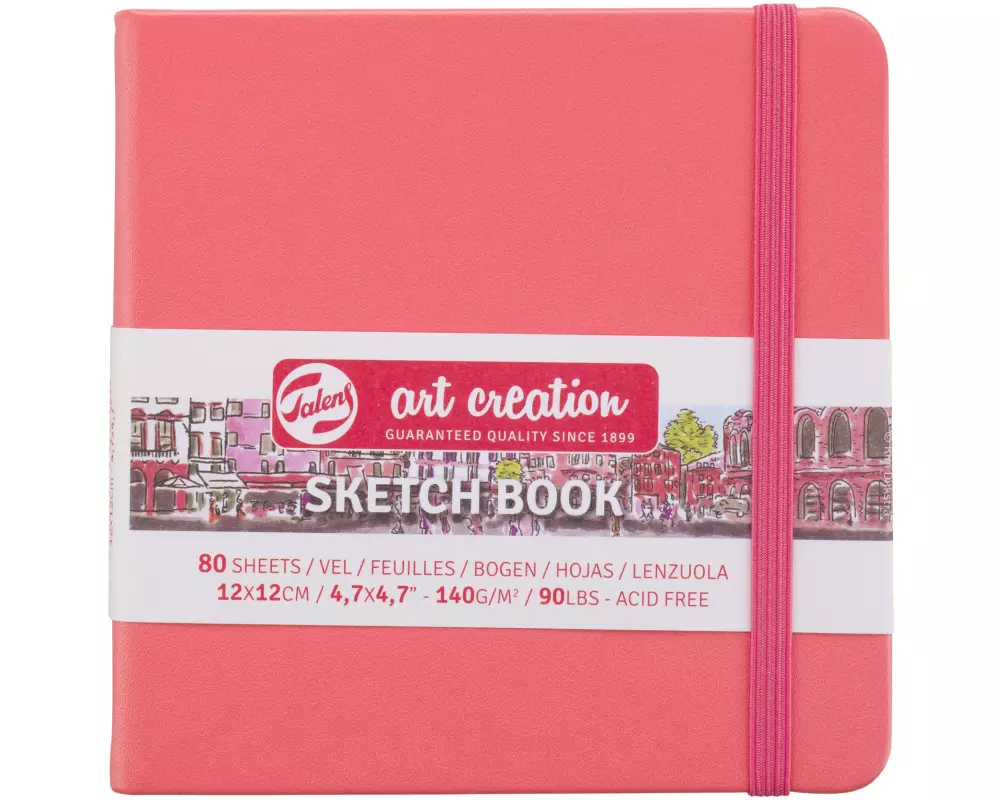 Talens Malbuch 12 x 12 cm Korallrot