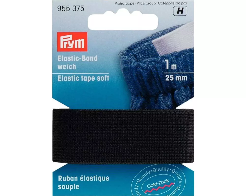 Prym Elastikband 25 mm, Schwarz