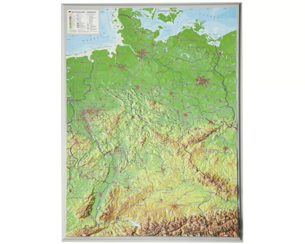 Reliefkarte Deutschland klein 1 : 2 400 000
