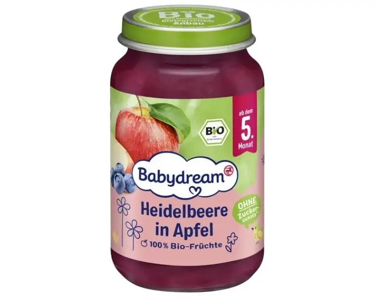 Babydream Gläschen Bio Heidelbeere in Apfel 190 g