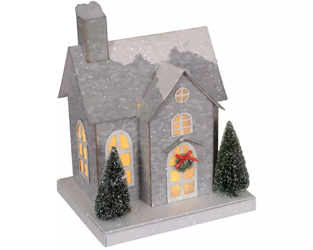 Dameco Aufsteller XMAS Haus, 25 cm, Grau