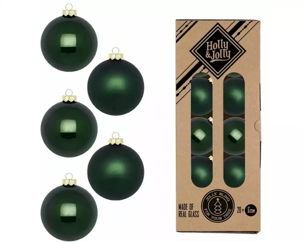 Holly & Jolly Weihnachtskugel Loden Green Ø 6 cm, 20 Stück