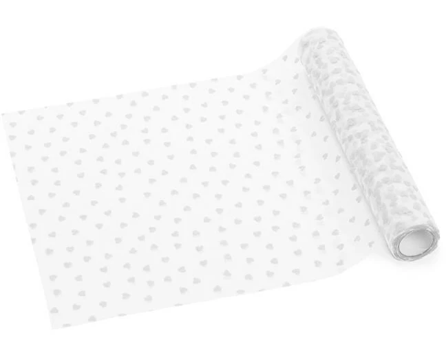 Partydeco Tischläufer Herzen, 36 x 900 cm, Weiss, 1 Stück
