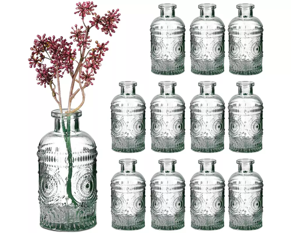 relaxdays Vase 12er Set, Transparent