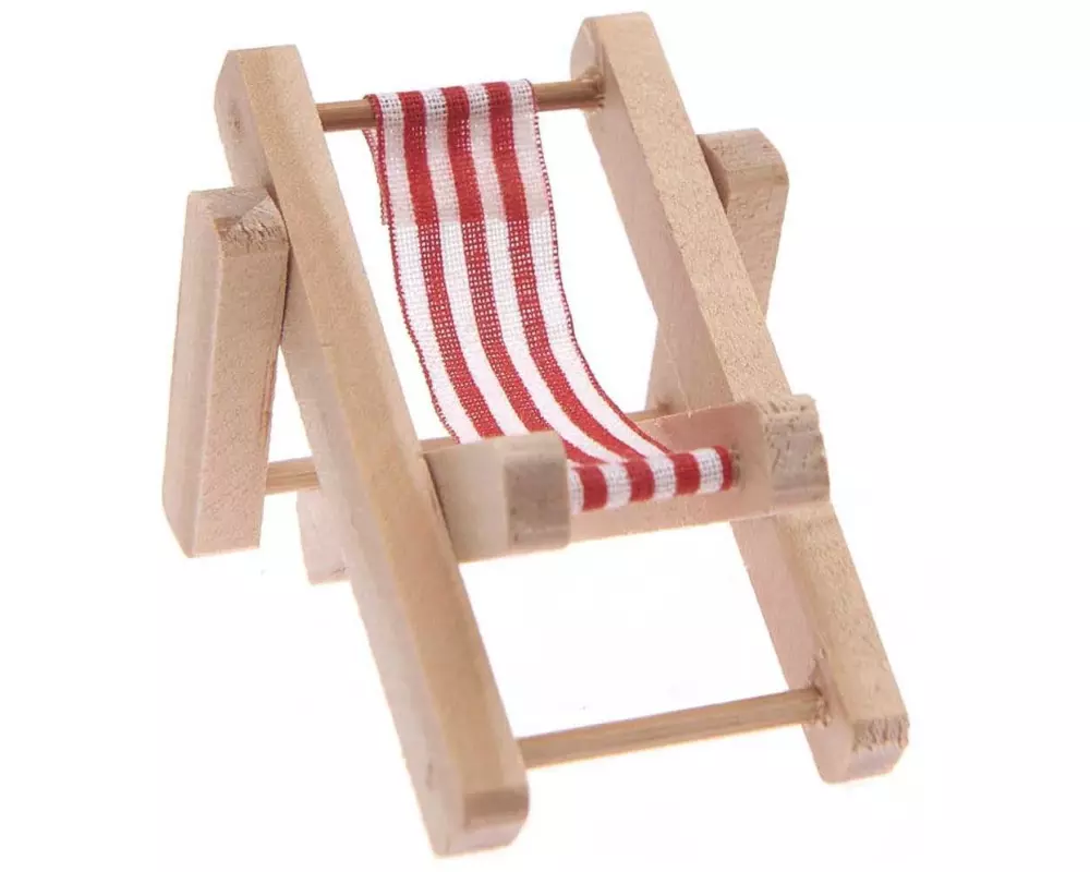 Rico Design Mini-Möbel Liegestuhl 4.5 x 7 cm 1 Stück, Rot/Weiss