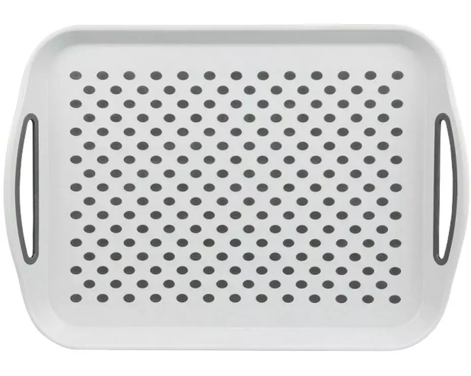 Kesper Serviertablett rutschfest Weiss Grau 41.5 x 29 x 4.5 cm