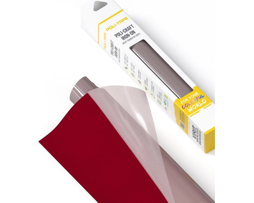 Poli-Tape Aufbügelfolie Tubitherm Flock, 30.5 x 61 cm, Rot matt